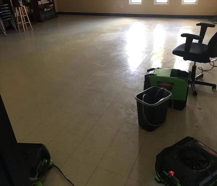Dry classroom after storm damage clean up